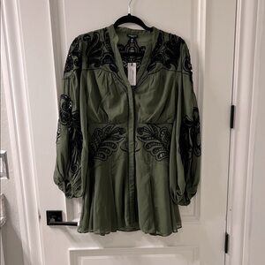Karen Millen Green Embroidered Women's Dress sz 4 NWT